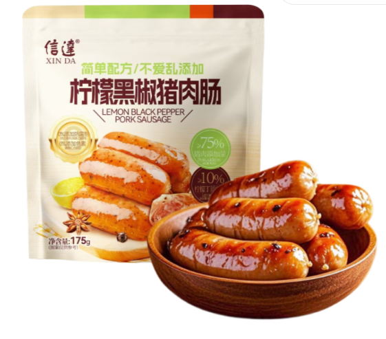 信达 柠檬猪肉肠 黑椒175g